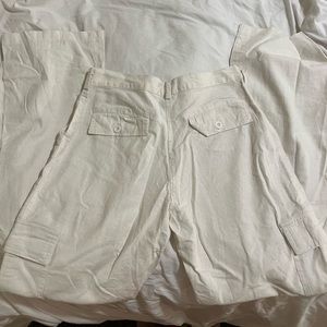 white linen carpenter utility cargo pants vintage